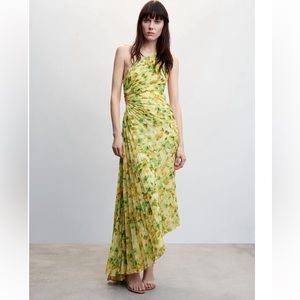 Mango asymmetrical pleated dress
